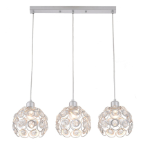 Pendant lamp Florence Glam silver with crystals, 3-bulb