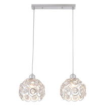 Pendant lamp Florence Glam silver with crystals, 2-bulb