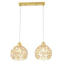 Pendant lamp Florence Glam gold with crystals, 2-bulb