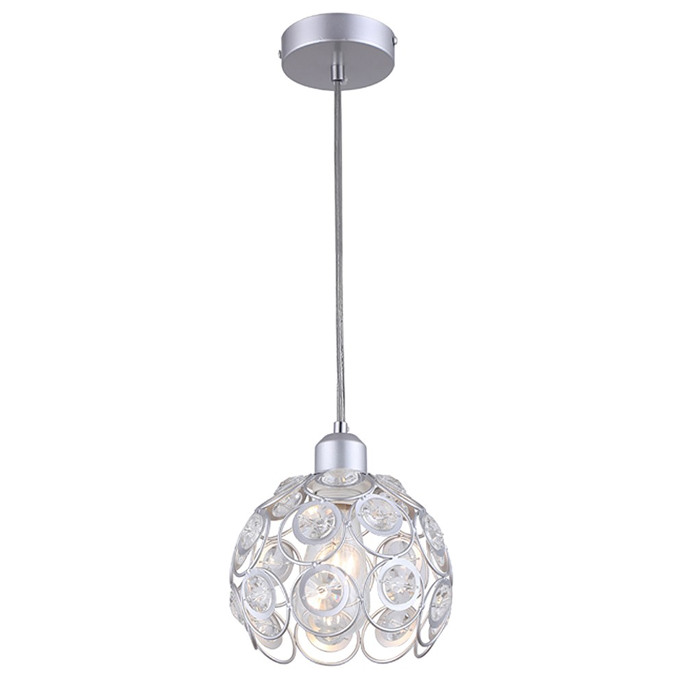 Hanging lamp Florence Glam silver with openwork lampshade with crystals