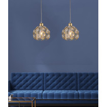 Hanging lamp Florence Glam gold with openwork lampshade with crystals