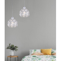 Hanging lamp Florence Glam silver with openwork lampshade with crystals