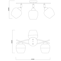 Ceiling lamp on a beam MOMO, 3-arm, chrome