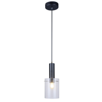 Black Scandinavian hanging lamp LAHTI, transparent shade