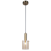 Gold Scandinavian pendant lamp LAHTI, amber shade