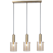 Gold Scandinavian pendant lamp LAHTI, 3 amber shades