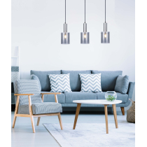 Satin Scandinavian pendant lamp LAHTI, 3 smoke shades