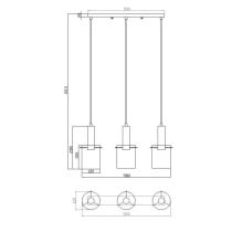 Satin Scandinavian pendant lamp LAHTI, 3 smoke shades