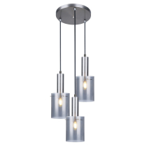 Satin Scandinavian pendant lamp LAHTI, 3 smoke shades, round base