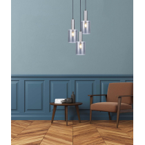 Satin Scandinavian pendant lamp LAHTI, 3 smoke shades, round base