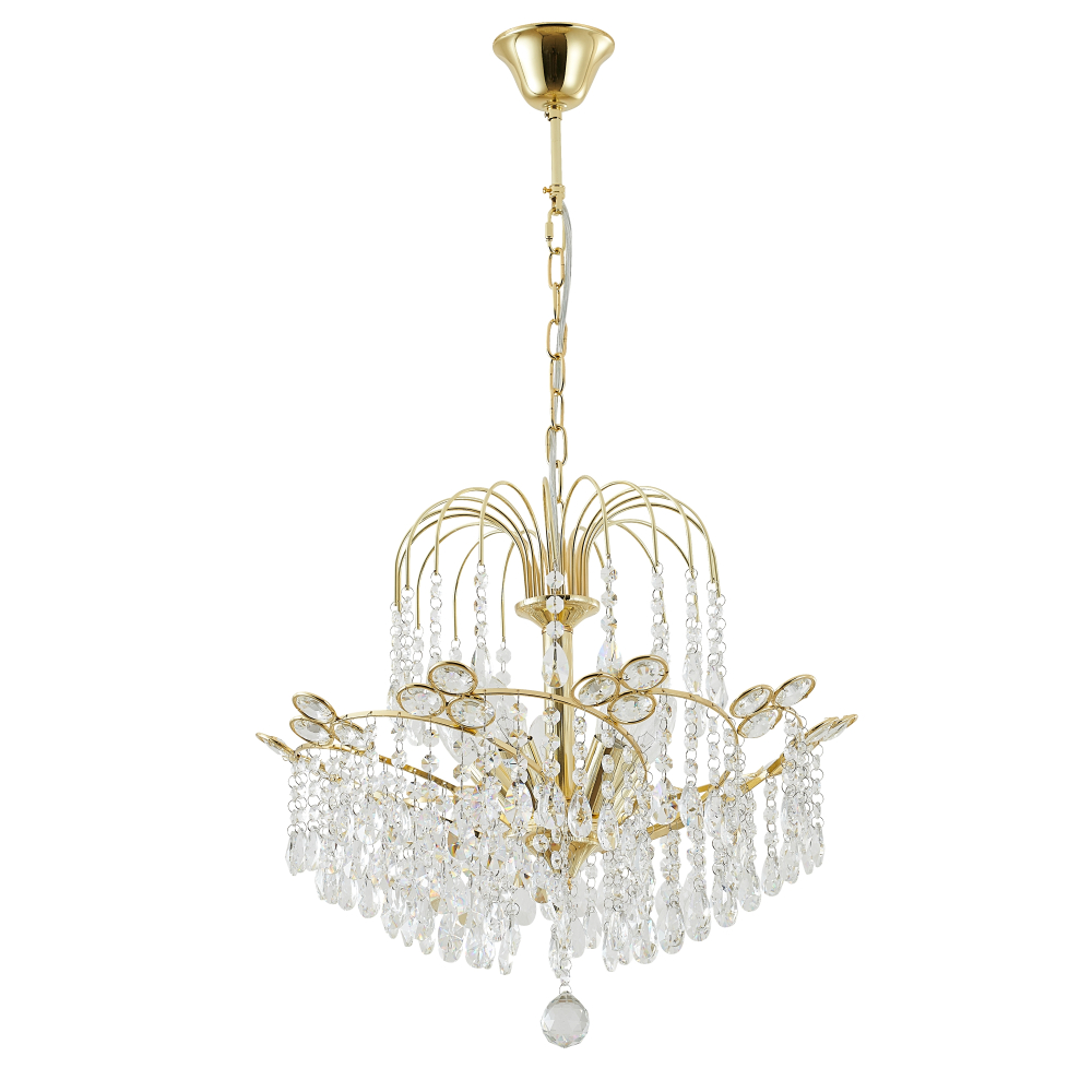 Classic design gold, 5-bulb ELICA crystal chandelier