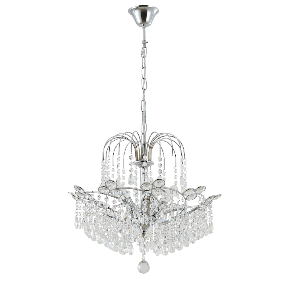 Classic design chrome, 5-bulb ELICA crystal chandelier