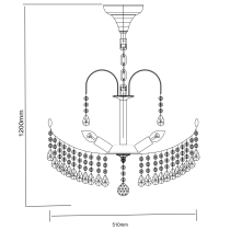 Classic design chrome, 5-bulb ELICA crystal chandelier