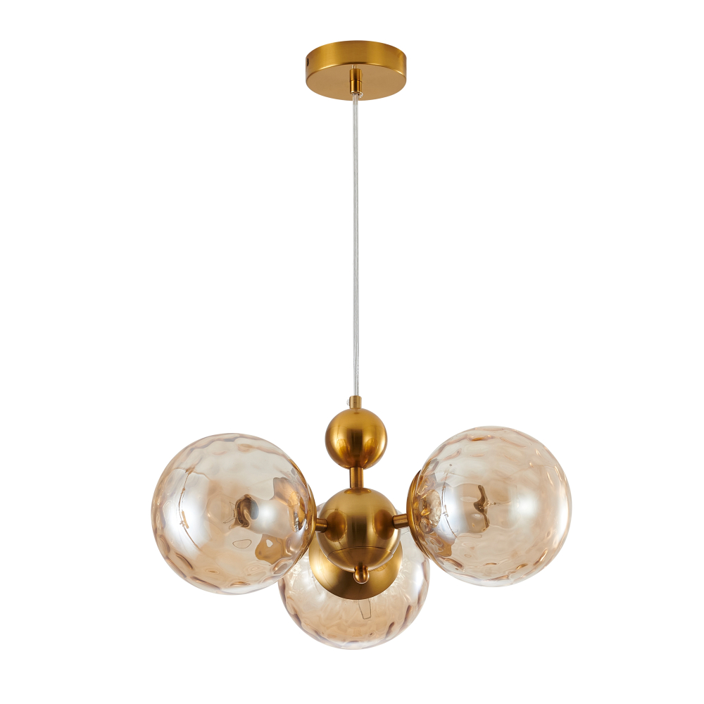 Modern pendant lamp CASTILLO champagne color, oval shade, 3 light source