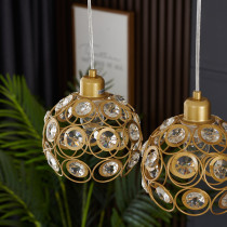 Hanging lamp Florence Glam gold with openwork lampshade with crystals