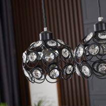 Black pendant lamp Florence with crystals