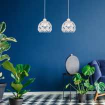 Florence white pendant lamp with crystal shade