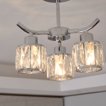 Chrome chandelier Aria with crystal shades