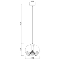 Modern hanging lamp CINDY, glass, transparent, concave lampshade