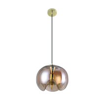 Modern hanging lamp CINDY, glass, amber, concave lampshade