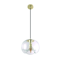 Modern hanging lamp CINDY, glass, transparent, concave lampshade