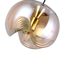 Modern hanging lamp CINDY, glass, amber, concave lampshade