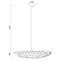 Designer pendant lamp COMET, chrome, metal structure, 2 light source