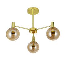 Scandinavian design, NICOLA chandelier, golden body, amber shades