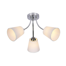 Ceiling lamp CAMILA, for low ceiling rooms, chrome frame, 3 fabric lampshades