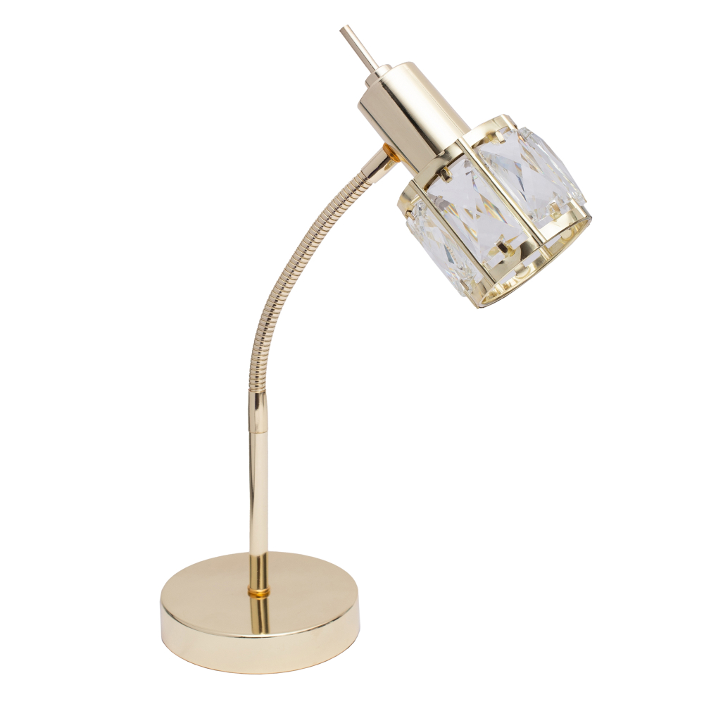 AVA gold office lamp, crystal lampshade