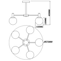 Chandelier MOMO, 5 arms, gold Chandelier MOMO, 5 arms, gold