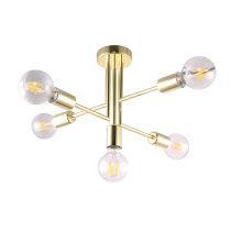 Lamp in the industrial, loft style, PIPES, gold, 5 arms