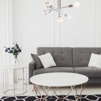 Lamp in the industrial, loft style, PIPES, chrome, 5 arms