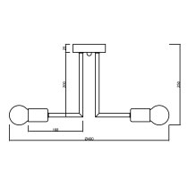 Lamp in the industrial, loft style, PIPES, chrome, 3 arms