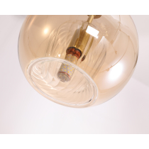 Modern pendant lamp DAPHNE with a concave amber shade