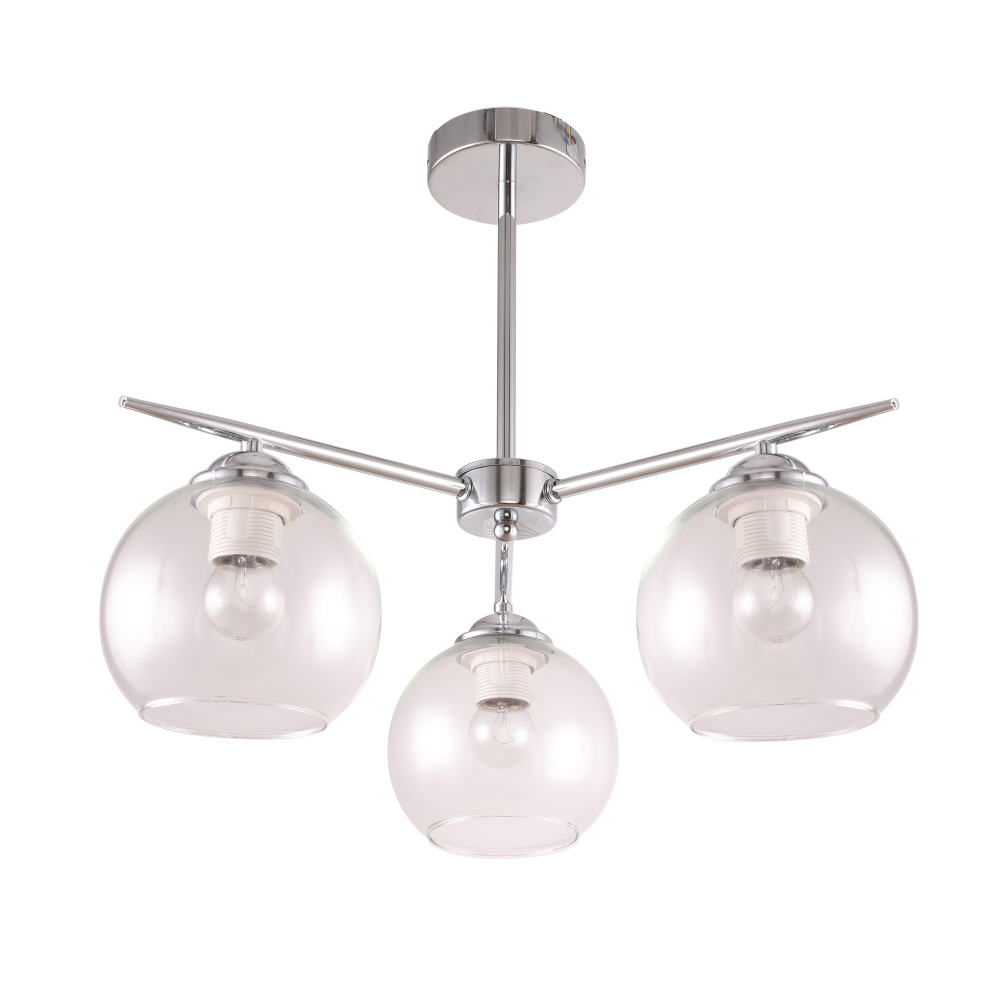 Scandinavian design, hanging lamp NOVA, 3-bulb, chrome