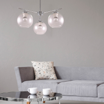 Scandinavian design, hanging lamp NOVA, 3-bulb, chrome