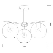 Scandinavian design, hanging lamp NOVA, 3-bulb, chrome