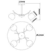 Argos ceiling lamp, minimalist design, chrom, 4 light sources