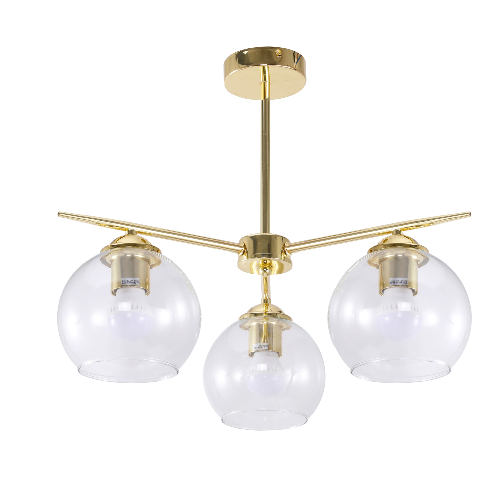 Scandinavian design, hanging lamp NOVA, 3-bulb, gold