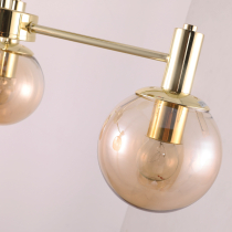 Scandinavian design, NICOLA chandelier, golden body, amber shades