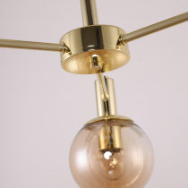 Scandinavian design, NICOLA chandelier, golden body, amber shades