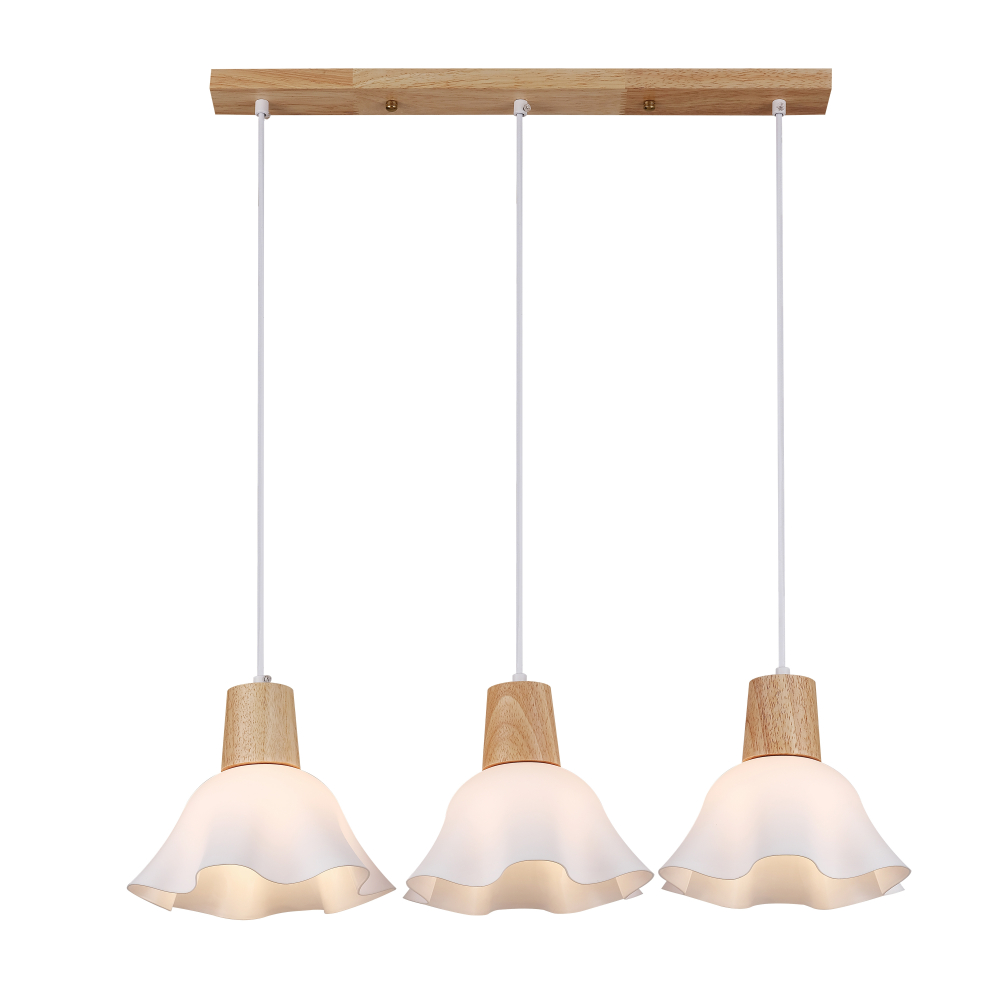 Ballerina hanging lamp, 3 lights, frilled shade, Scandinavian style