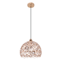 Florence Glam hanging lamp, French gold with crystals, 30 cm in diameter