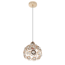 Florence Glam hanging lamp, French gold with crystals, 20 cm in diameter