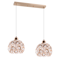 Florence Glam pendant lamp, French gold with crystals, 2-bulb