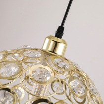 Florence Glam hanging lamp shiny gold with crystals, 30 cm in diameter