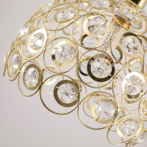 Florence Glam hanging lamp shiny gold with crystals, 30 cm in diameter