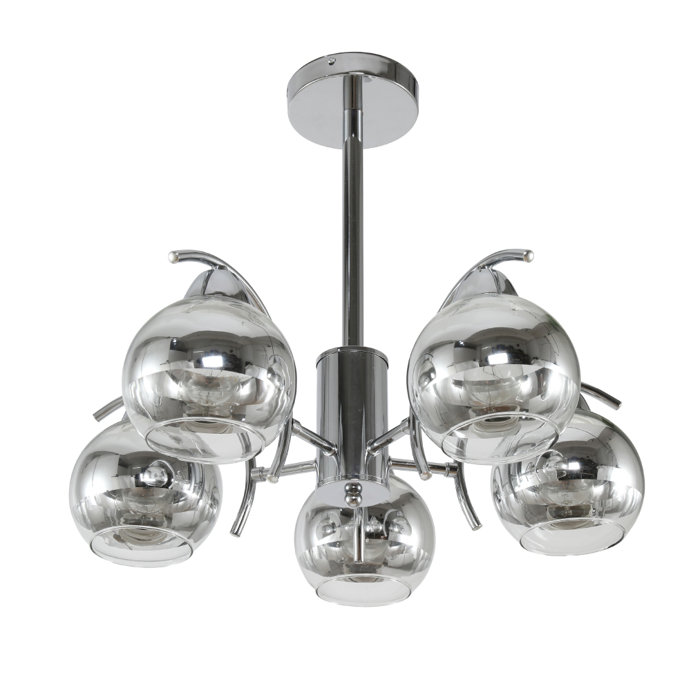 Mona chandelier, chrome, 5 arms in a modern design