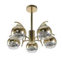 Mona chandelier, gold, 5 arms in a modern design Mona chandelier, gold, 5 arms in a modern design